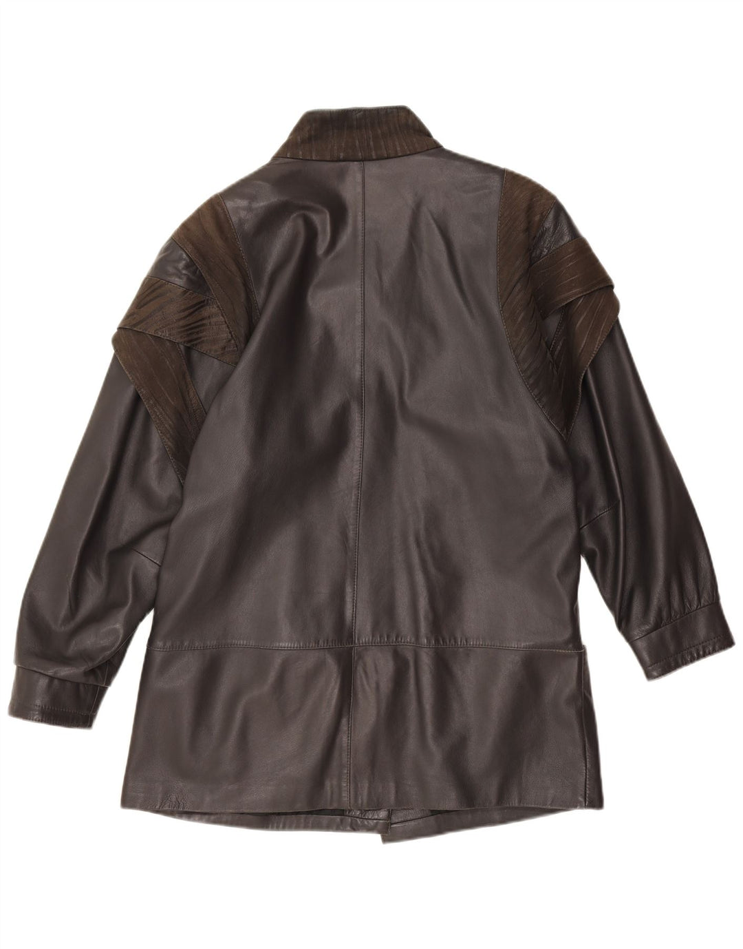 Vintage Womens Leather Jacket UK 18 XL Black Colourblock