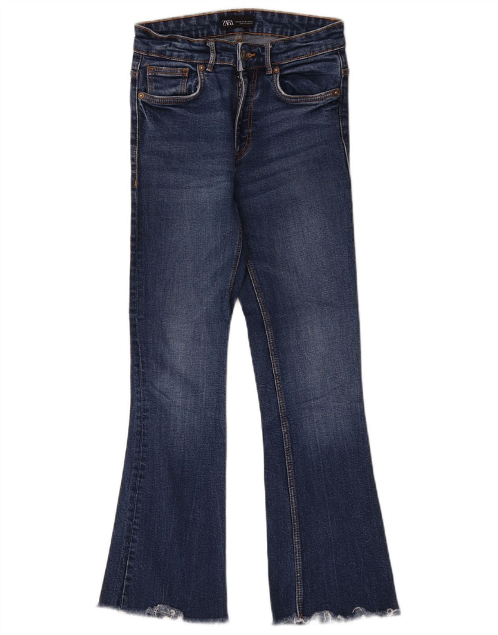 Zara Womens Crop Flared Jeans EU 34 2XS W24 L25 Blue