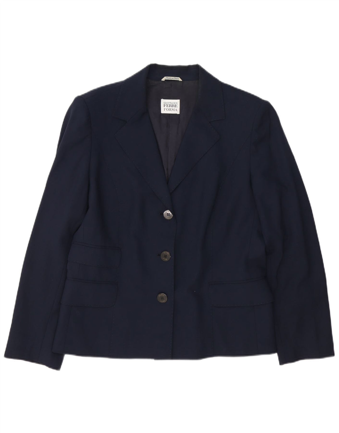 Gianfranco Ferre Dame 3-knaps blazerjakke UK 14 Large Navy Blue