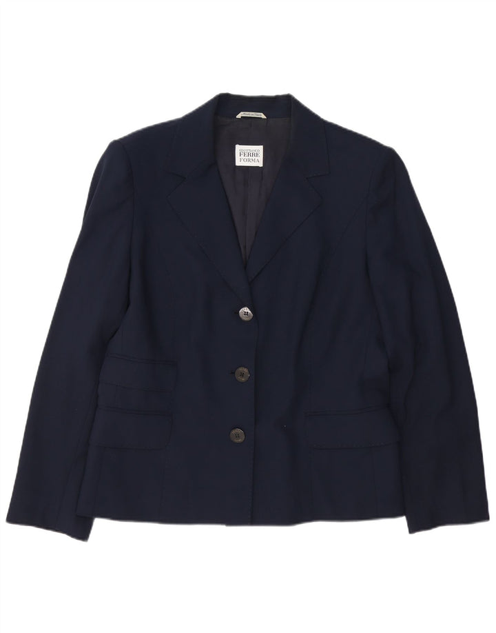 Gianfranco Ferre Dame 3-knaps blazerjakke UK 14 Large Navy Blue