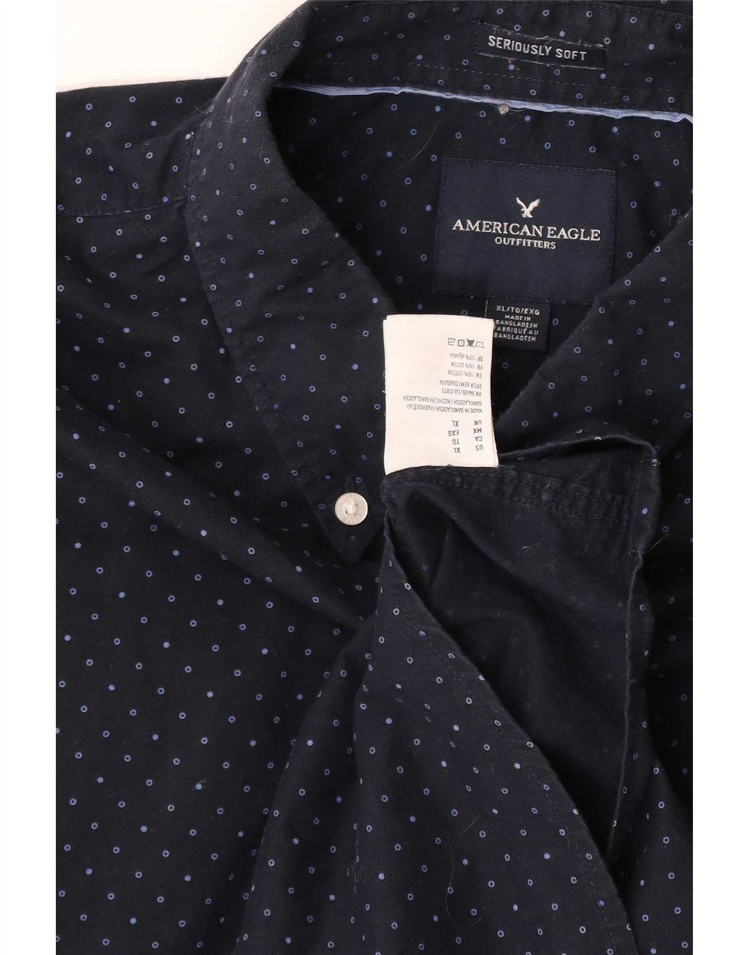 Ανδρικό πουκάμισο American Eagle XL Navy Blue με στίγματα από βαμβάκι