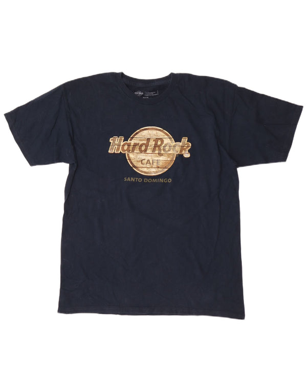 Hard Rock Cafe Herre Santo Domingo Grafisk T-Shirt Top Stor Marineblå
