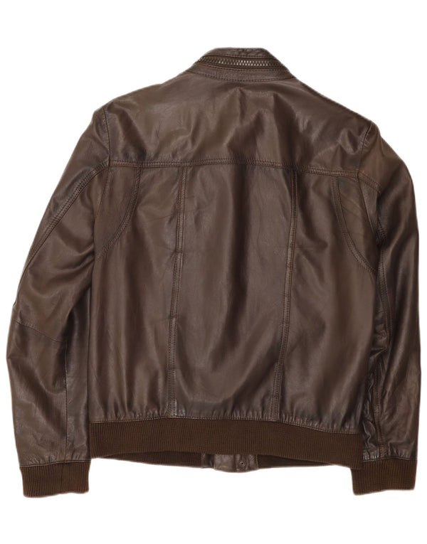 Zen Mens Bomber Δερμάτινο Μπουφάν Μέγεθος 50 Δερμάτινο Μεσαίο Καφέ
