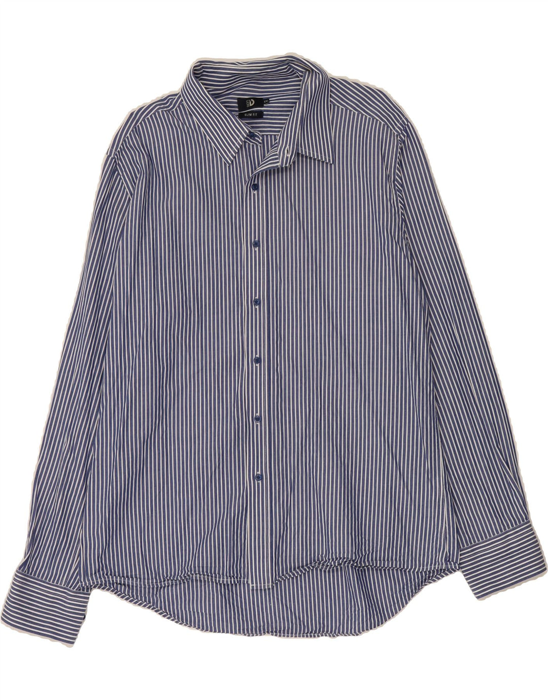 DACK'S Mens Slim Fit Shirt 2XL Blue Striped Cotton Vintage Dack's and Second-Hand Dack's from Messina Hembry 