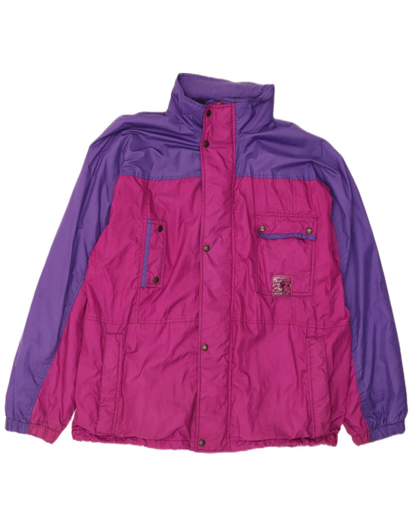 Brugi Mens Hooded Windbreaker Jacket UK 42 XL Purple Colourblock Polyamide