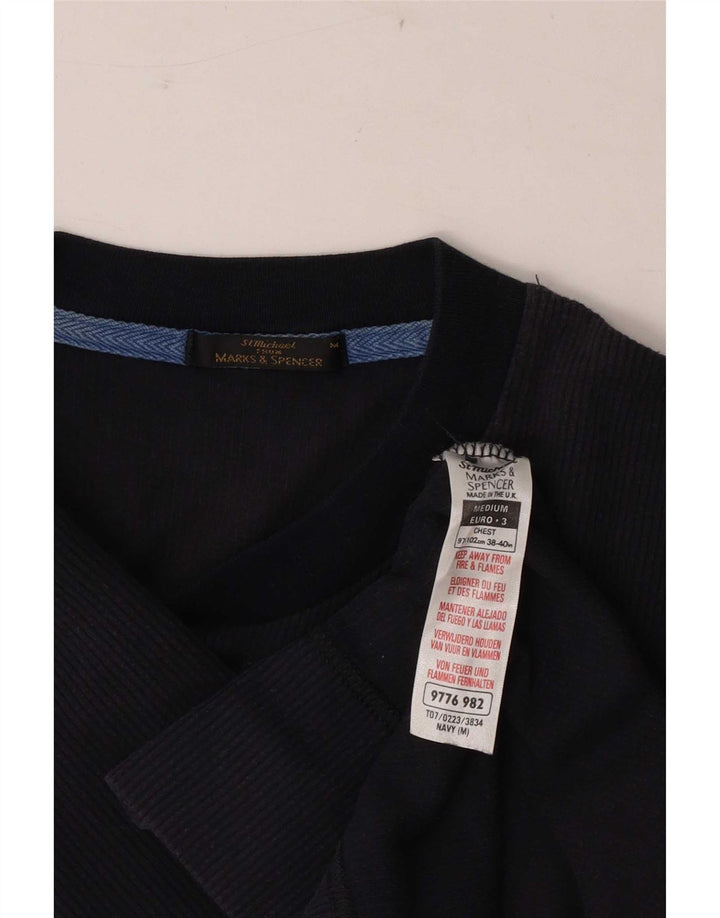 Felpa da uomo Marks & Spencer maglione medio cotone blu navy