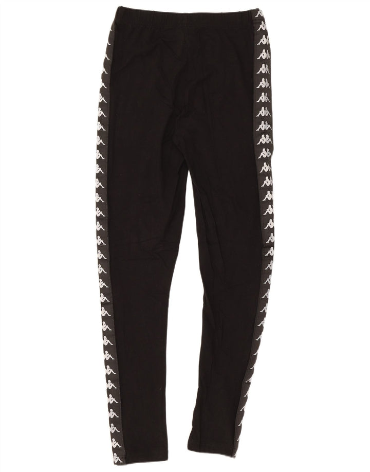 Kappa Womens Graphic Leggings UK 8 Small Schwarze Baumwolle