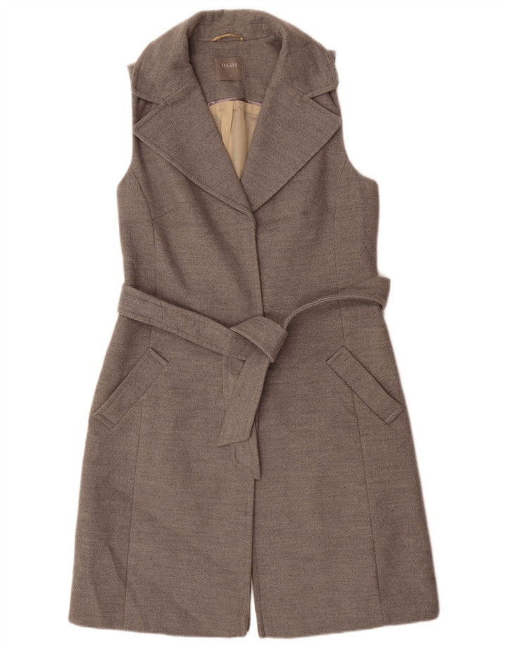 Oasis Womens Longline Sleeveless Blazer Jacket UK 10 Small Grey Polyester