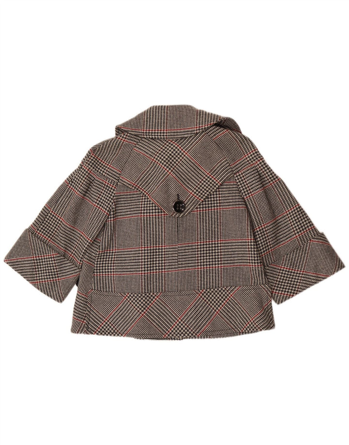 Женский короткий двубортный пиджак Zara UK 14, средний серый в клетку