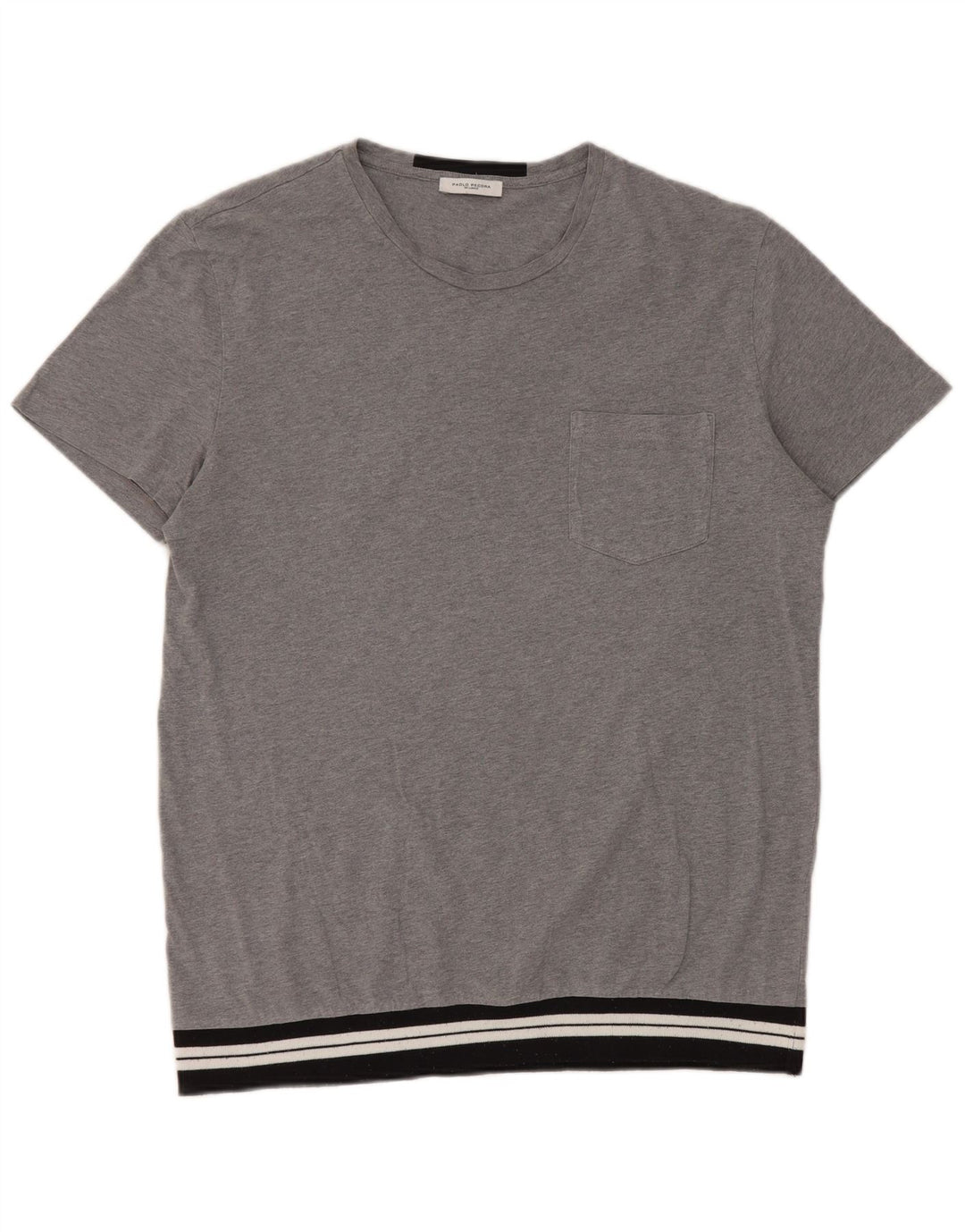 Paolo Pecora Mens T-Shirt Top Medium Grey Colourblock