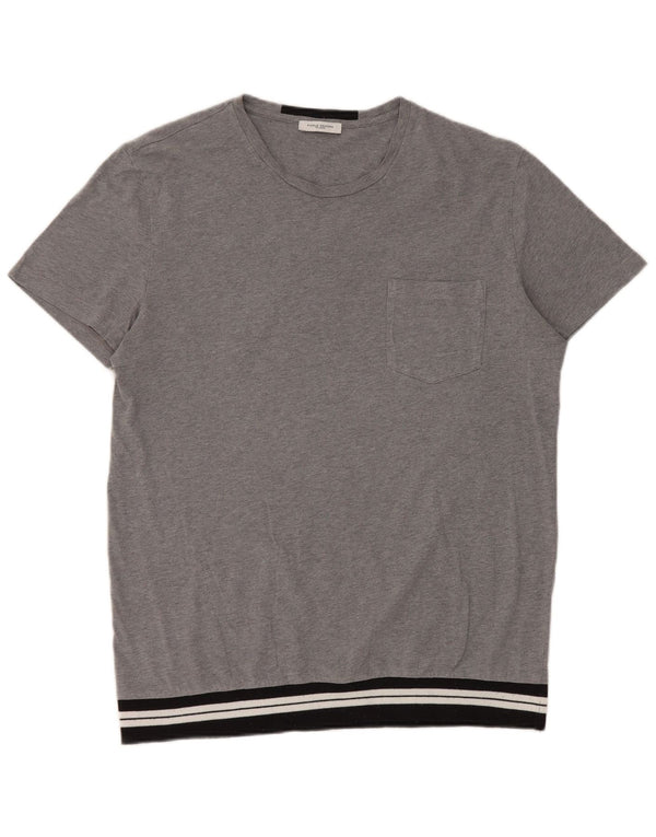 Paolo Pecora Mens T-Shirt Top Medium Grey Colourblock