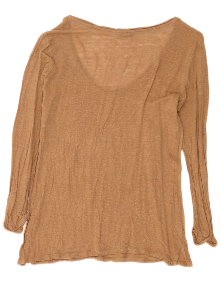 Massimo Dutti Dame Top Langærmet UK 14 Stor Brun Flecked
