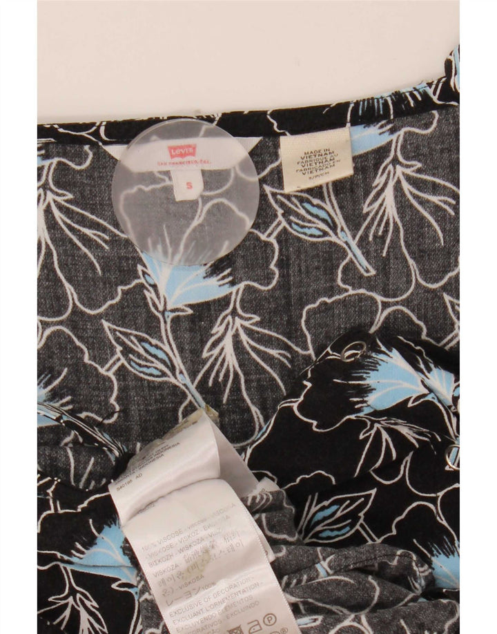Levi's Womens Sleeveless Playsuit UK 10 Small Black Floral Viscose