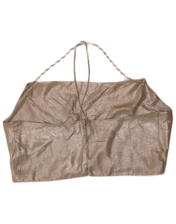 Top corto da donna Zara UK 18 XL poliestere oro