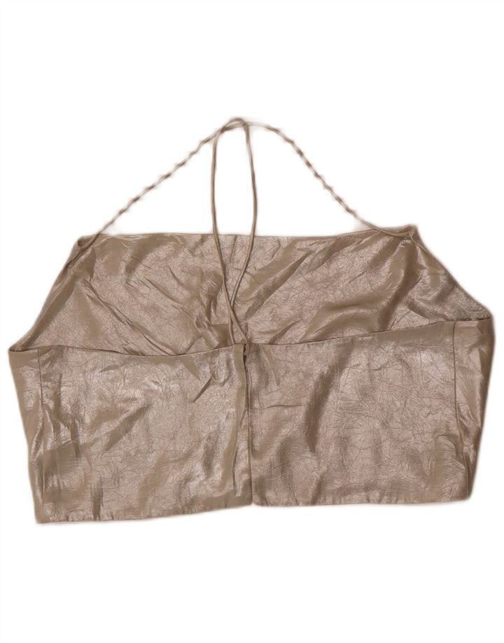 Top corto da donna Zara UK 18 XL poliestere oro
