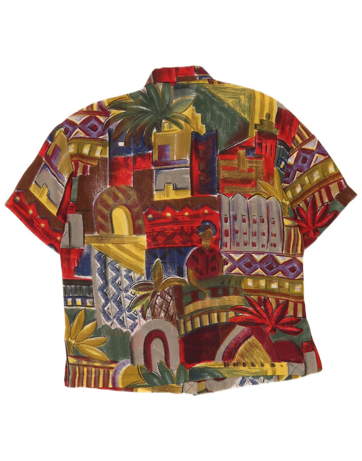Vintage Dame Kortærmet Skjorte Bluse UK 10 Small Multicolored