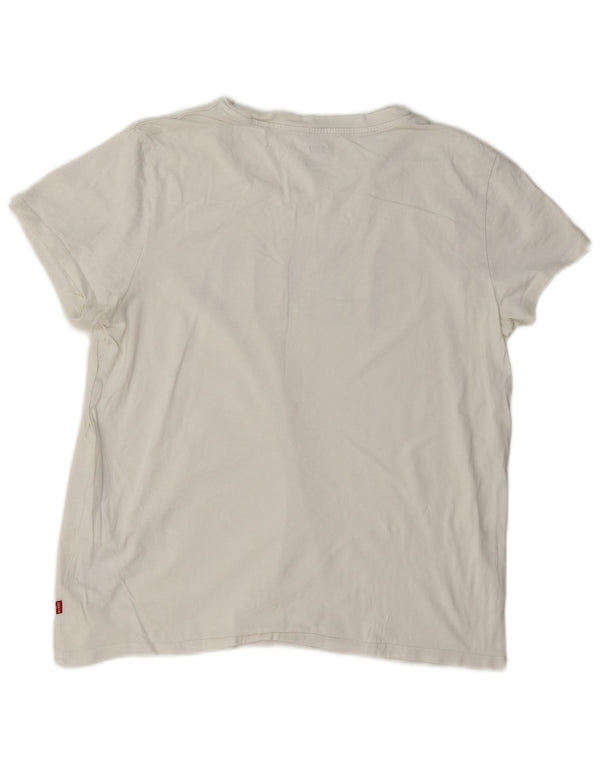 Levi's Womens Graphic T-Shirt Top UK 16 Large White Cotton
