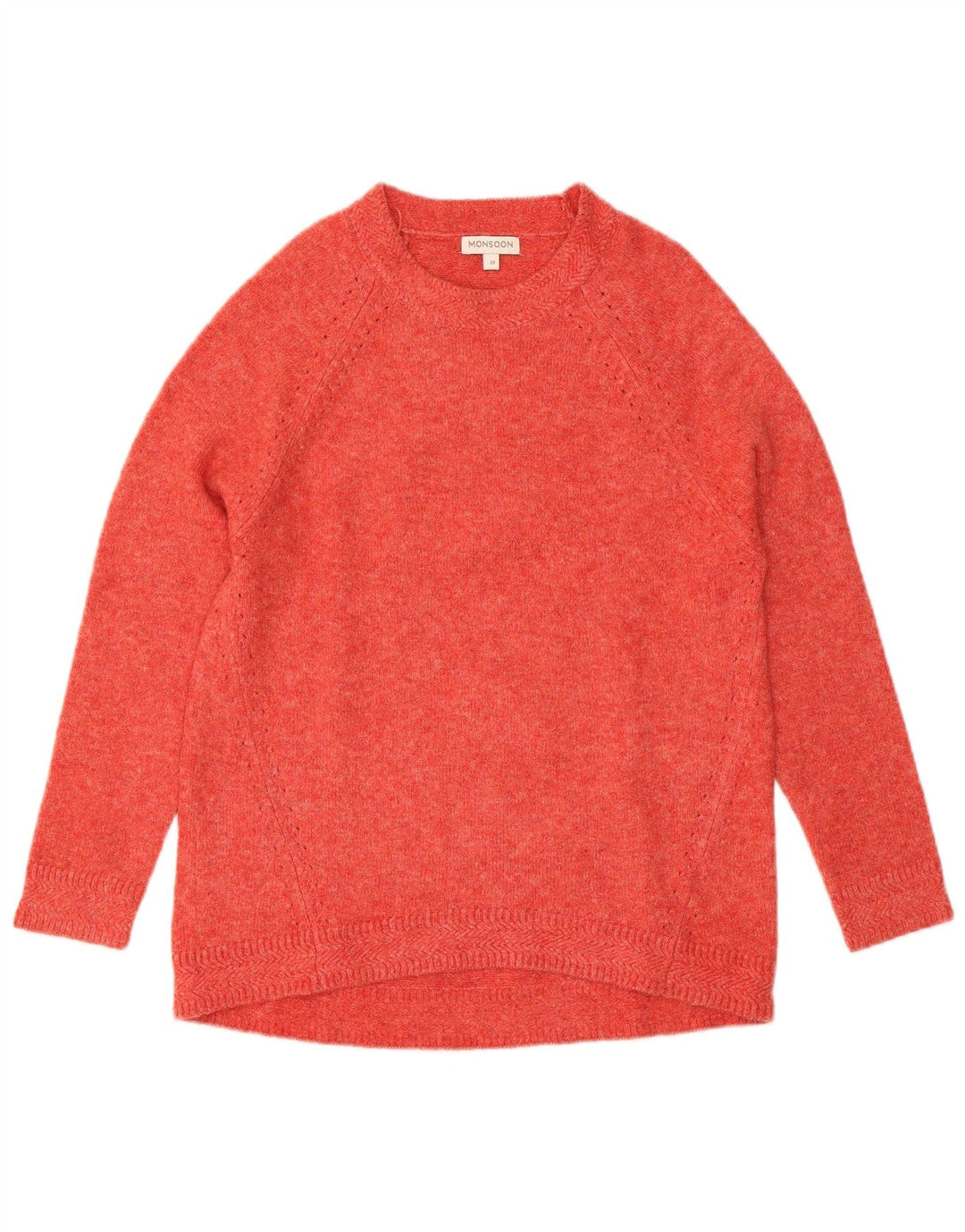 MONSOON Womens Boat Neck Jumper Sweater UK 14 Medium Red Acrylic