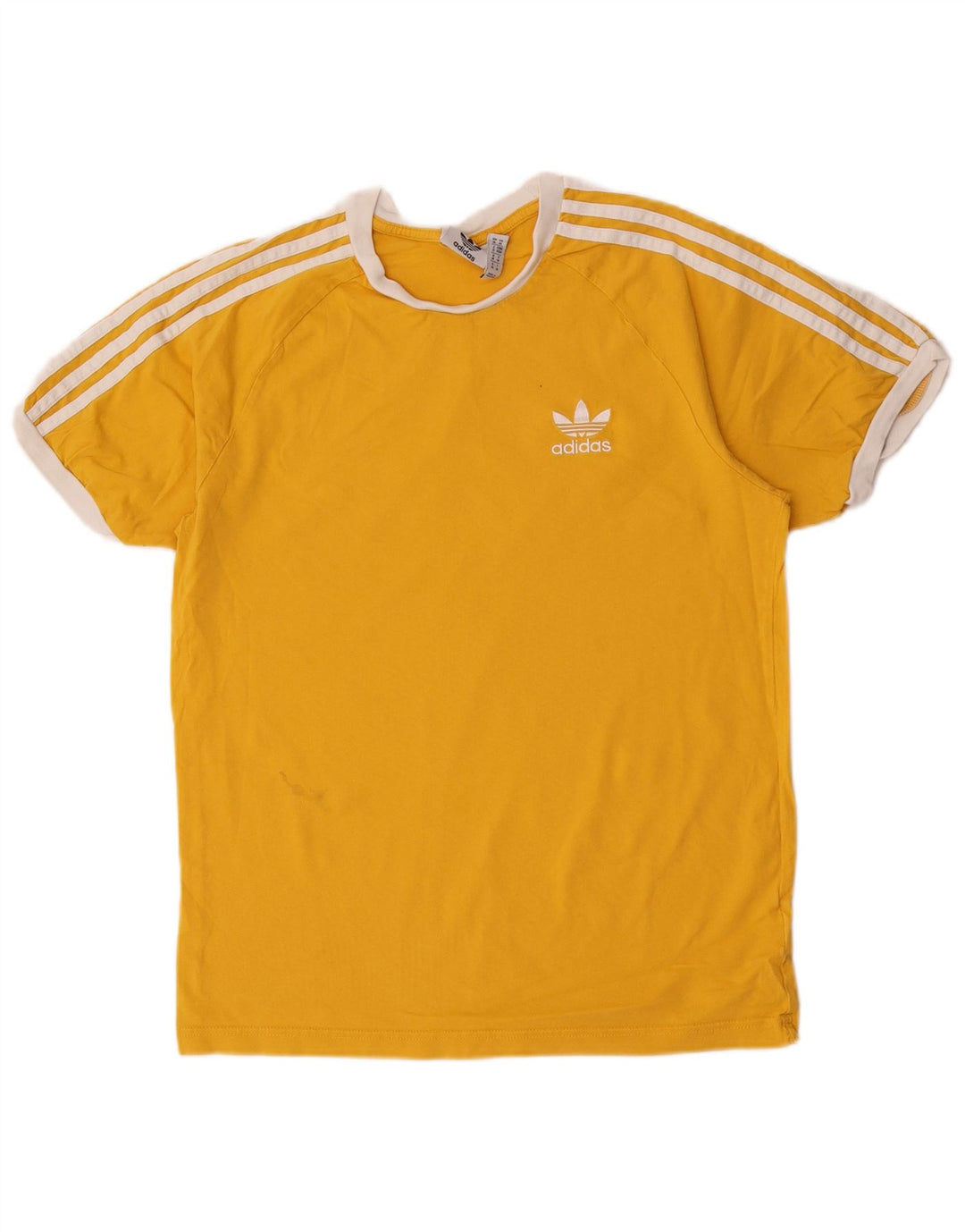 Adidas Mens T-Shirt Top Medium Yellow Cotton