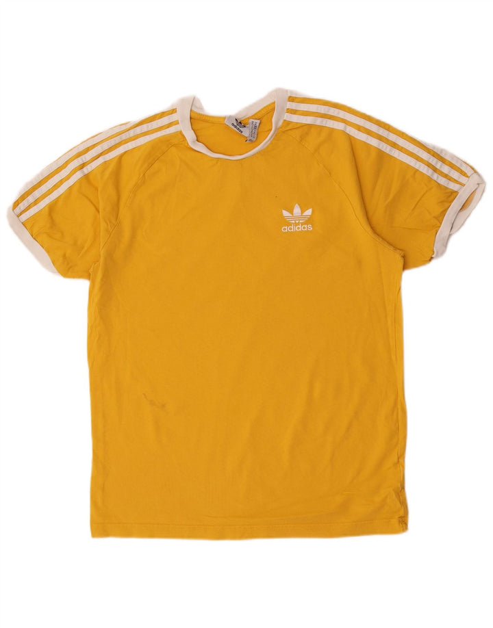 Adidas Mens T-Shirt Top Medium Yellow Cotton