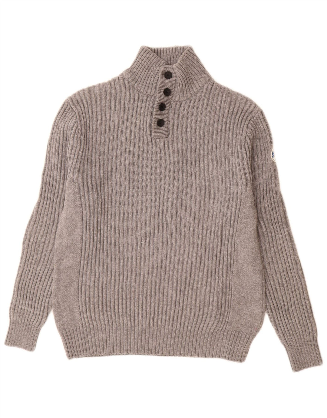 North Sails Mens Button Neck Jumper Sweater XL Grey Cotton