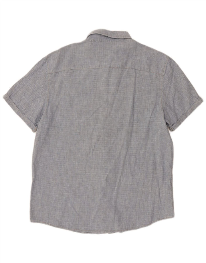 Penguin Mens Heritage Short Sleeve Slim Fit Shirt Large Blue