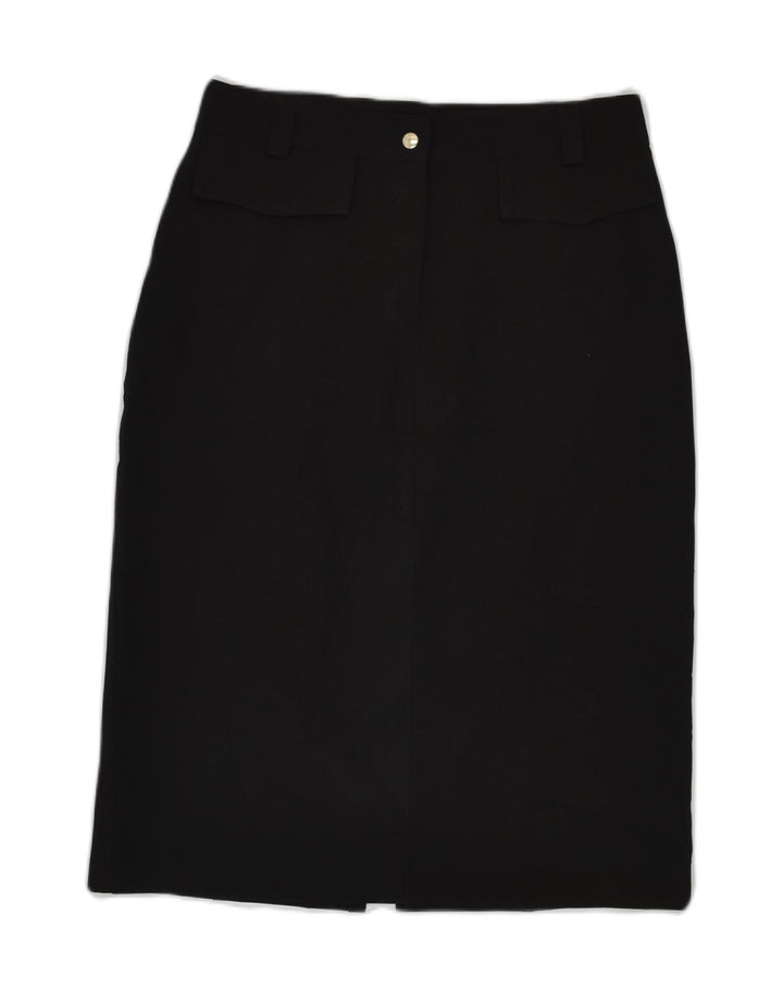 VINTAGE Womens Midi Skirt IT 44 Medium W29 Black Polyester | Vintage Vintage | Thrift | Second-Hand Vintage | Used Clothing | Messina Hembry 