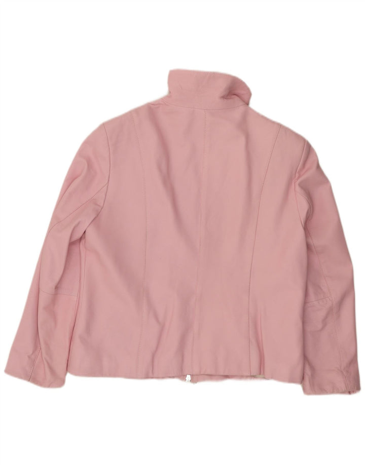 CABRINI Womens Leather Jacket UK 16 Large Pink Leather