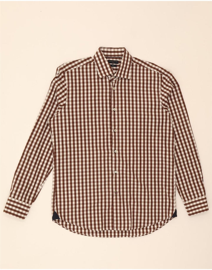 TOMMY HILFIGER Mens Fitted Shirt Size 41 16 Large Brown Gingham Cotton Vintage Tommy Hilfiger and Second-Hand Tommy Hilfiger from Messina Hembry 