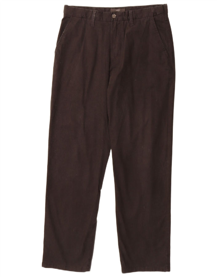 Marks & Spencer Mens Regular Fit Chino Trousers W32 L31 Black Cotton