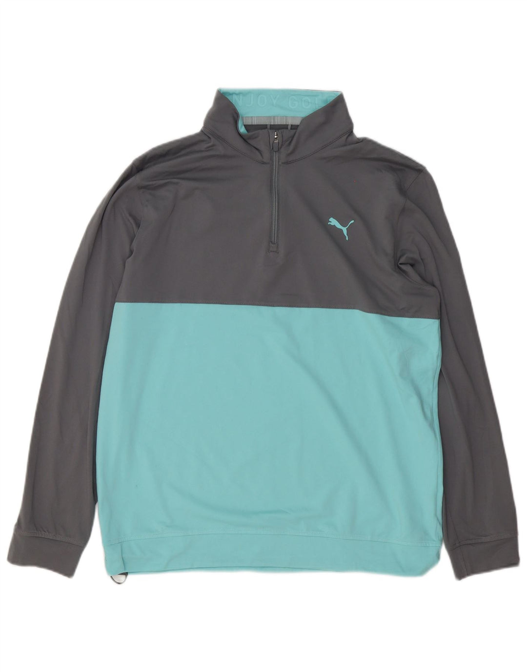 Puma Herre Zip Neck Pullover Træningsdragt Top Stor Grå Colourblock Polyester