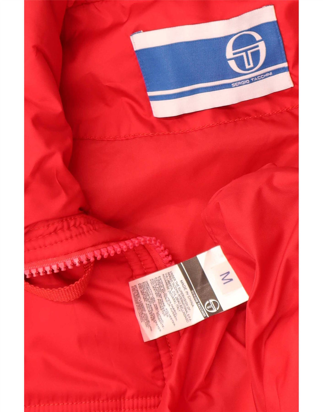 Sergio Tacchini Mens Hooded Padded Jacket UK 38 Medium Red Polyester