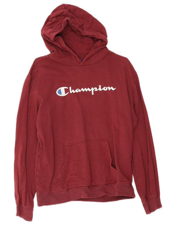 Champion Mens Graphic Hoodie Jumper Large Burgundy Cotton