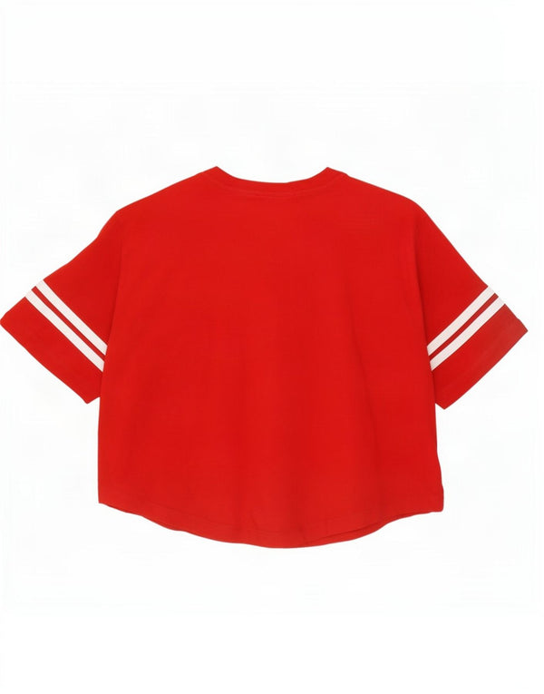 Champion Womens Crop Graphic T-Shirt Top UK 14 Medium Red Cotton