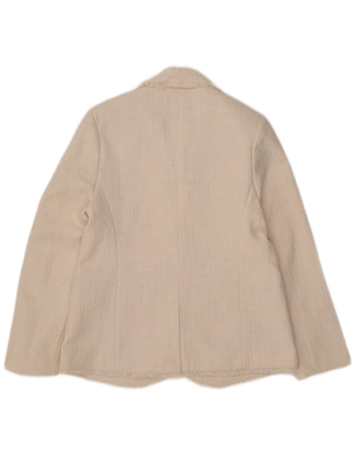 John Lewis Womens 1 Button Blazer Jacket UK 10 Small White Cotton