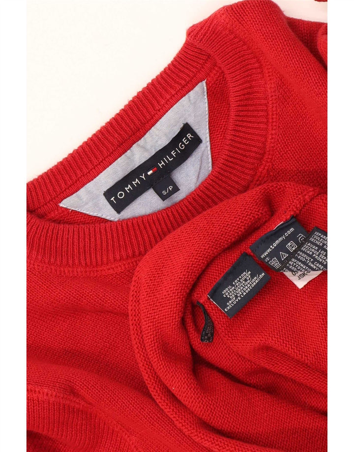 Tommy Hilfiger Mens Crew Neck Jumper Sweater Small Red Cotton