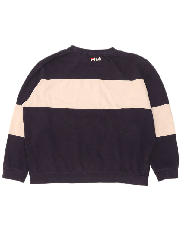 Fila Felpa grafica da uomo Maglione XL Blu navy in cotone color block