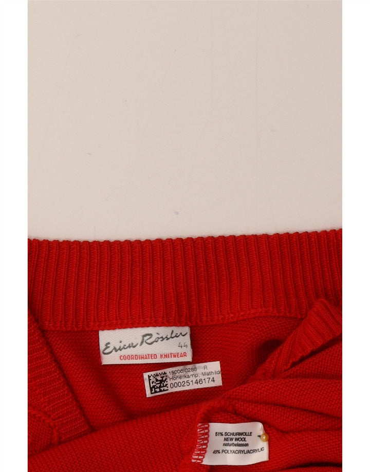 Vintage Womens Cardigan Sweater EU 44 XL Red Wool