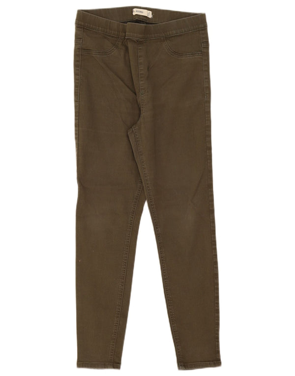 Calça jeans feminina Marks & Spencer UK 12 médio W30 L26 algodão cáqui