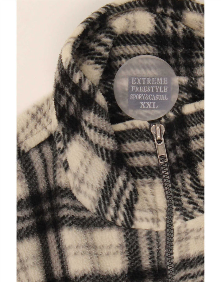 Extreme Mens Fleece Jacket UK 44 2XL Beige Check Polyester