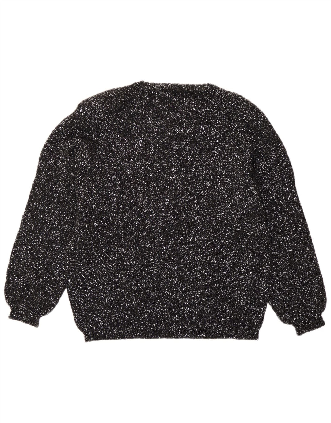 Vintage Womens Crew Neck Jumper Sweater UK 14 Medium Black Flecked
