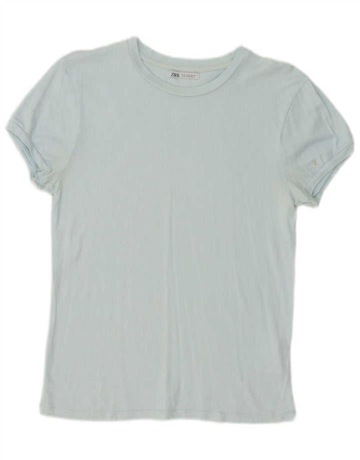 Zara Womens T-Shirt Top UK 10 Small Blue Viscose