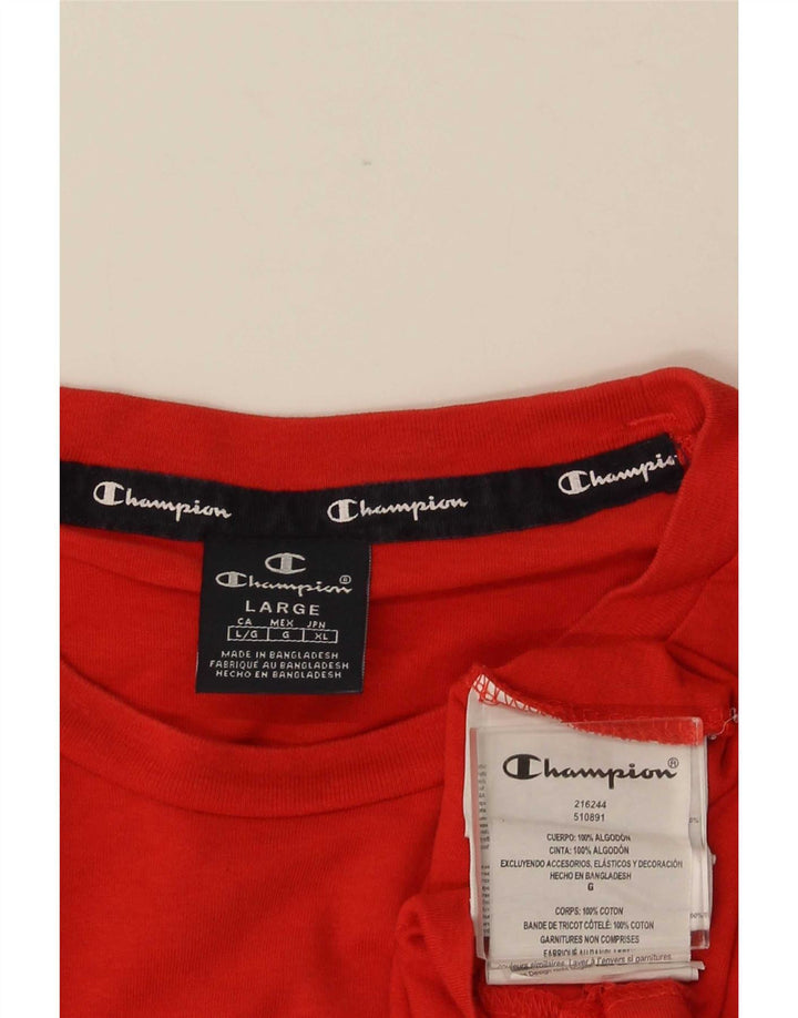 Champion Mens Graphic T-Shirt Top Large Red Cotton