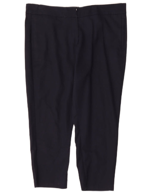Marks & Spencer Womens Tapered Cropped Trousers UK 18 XL W36 L25 Navy Blue