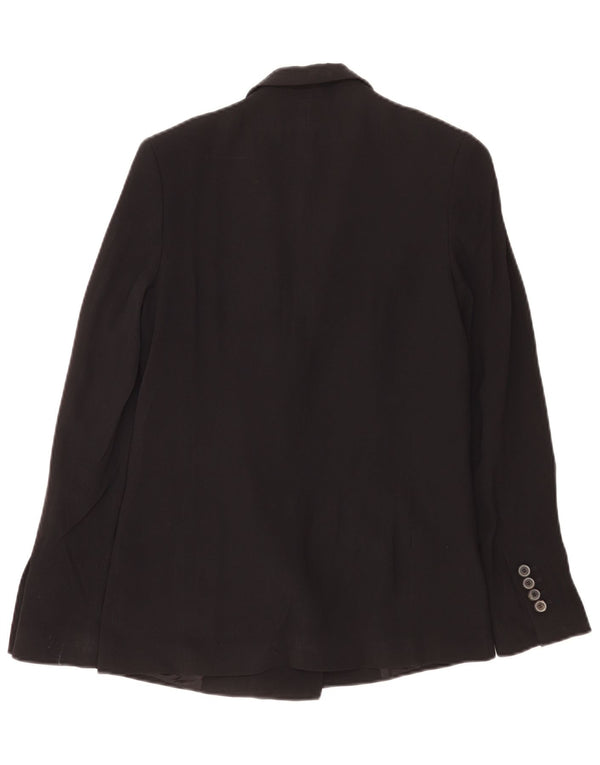 Zara Womens Double Breasted Blazer Jacket UK 10 Small Black Acetate