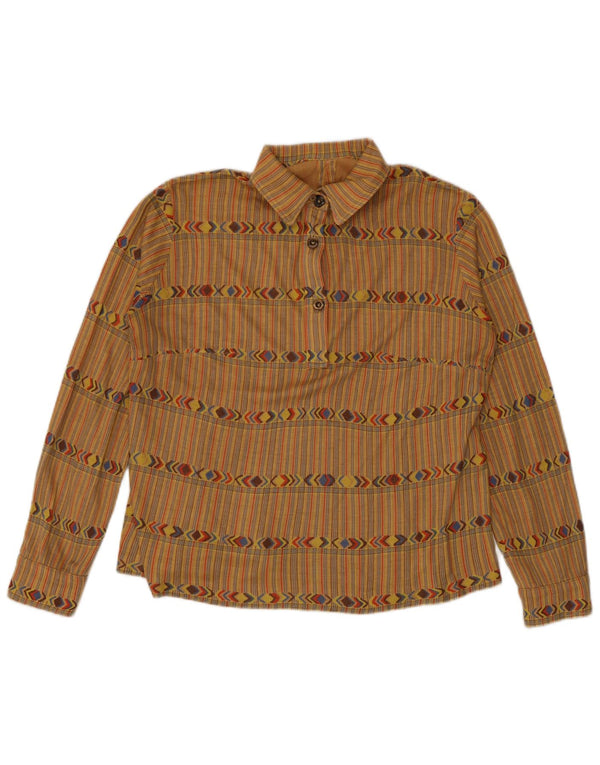 Camicia pullover vintage da donna UK 12 a righe beige medio
