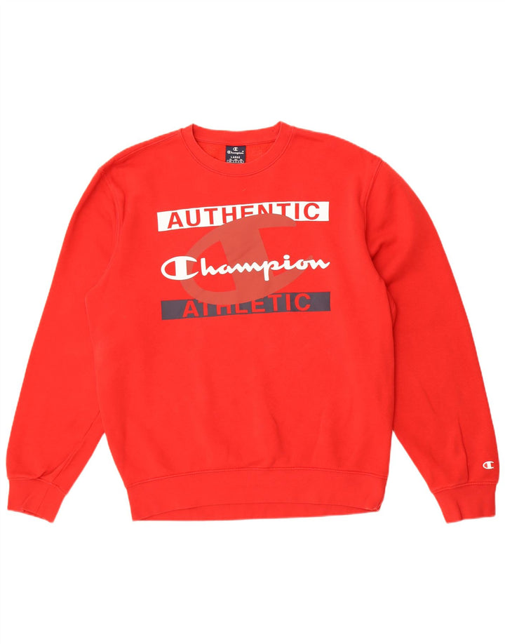 Champion Herre Grafisk Sweatshirt Jumper Stor Rød Bomuld