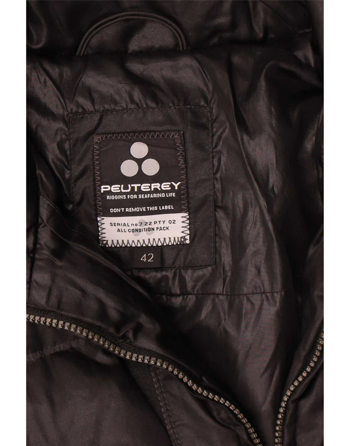 PEUTEREY Womens Padded Jacket IT 42 Medium Black Cotton