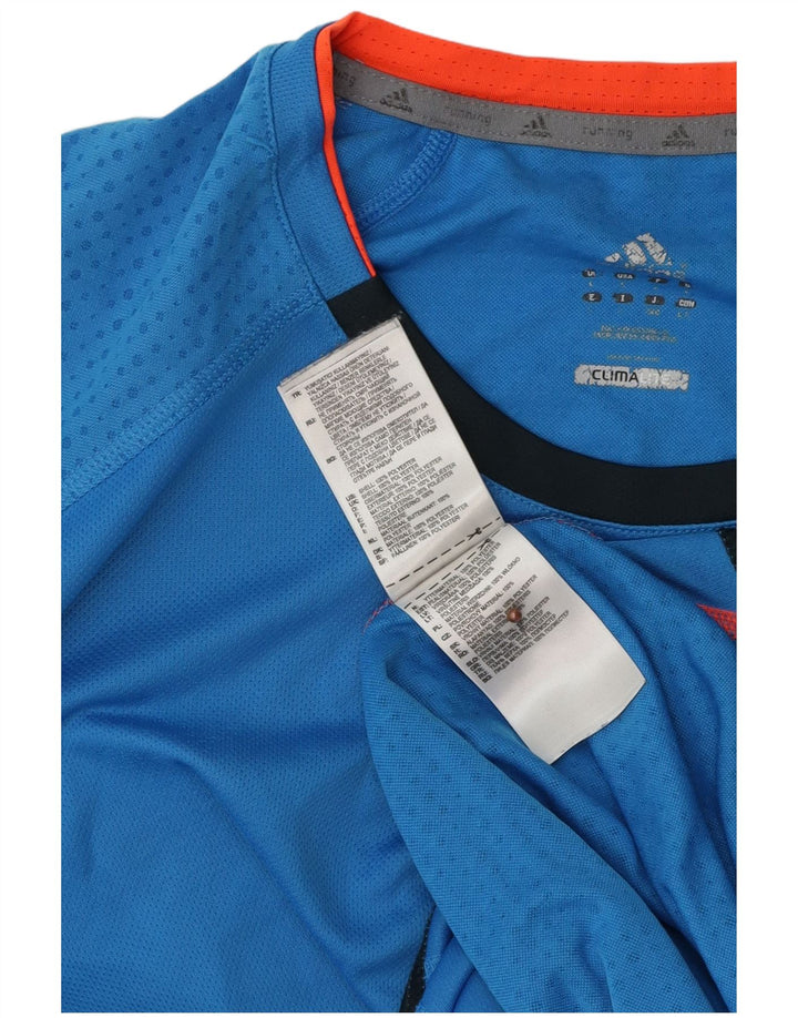 ADIDAS Herren Climalite T-Shirt Top Large Blau Polyester