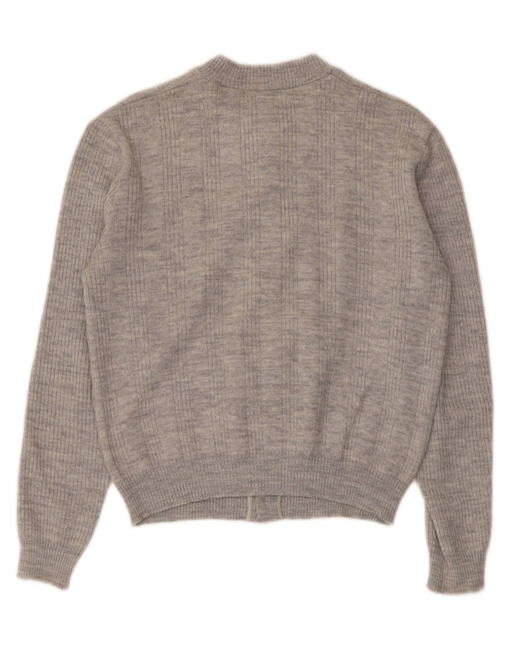 Maglione cardigan da donna vintage UK 14 Grigio medio